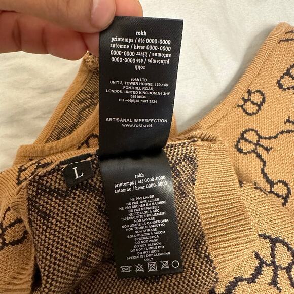 ROKH Logo Crop Tank Bra Top Size Large Brown Black - Picture 8 of 11